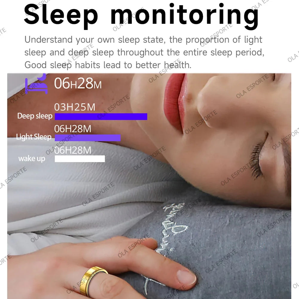 2026 New Smart Ring Blood Oxygen Heart Rate Sleep Female Menstrual Cycle Monitoring Smartring IP68 & 5ATM Waterproof Multi-sport Mode Smartring Man Women Ship from USA