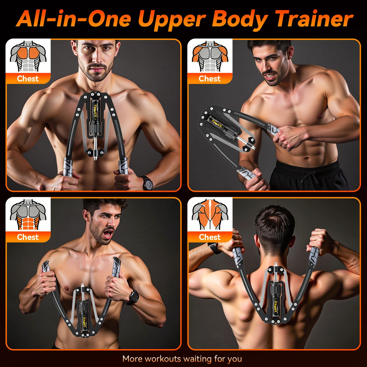 Adjustable Hydraulic Power Twister Arm Exerciser, 22-440lbs Home Chest Expander & Shoulder Muscle Training Fitness Equipment