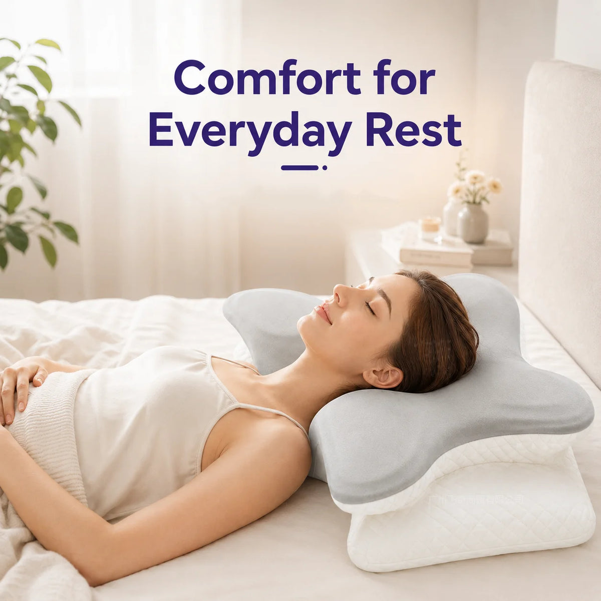 Memory Foam Reading Pillow With Removable Headrest And Anti-Slip Base