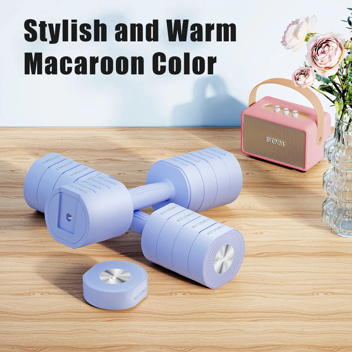 MERACH 2 Adjustable Dumbbell Set 2.2/4.4/6.6/8.8 lbs 4-Level Quick Switch Hand Weights with Safety Lock Anti-Roll Flat Design Non-Slip Grip Compact Dumbbells for Women Men Home Office Full Body Workout