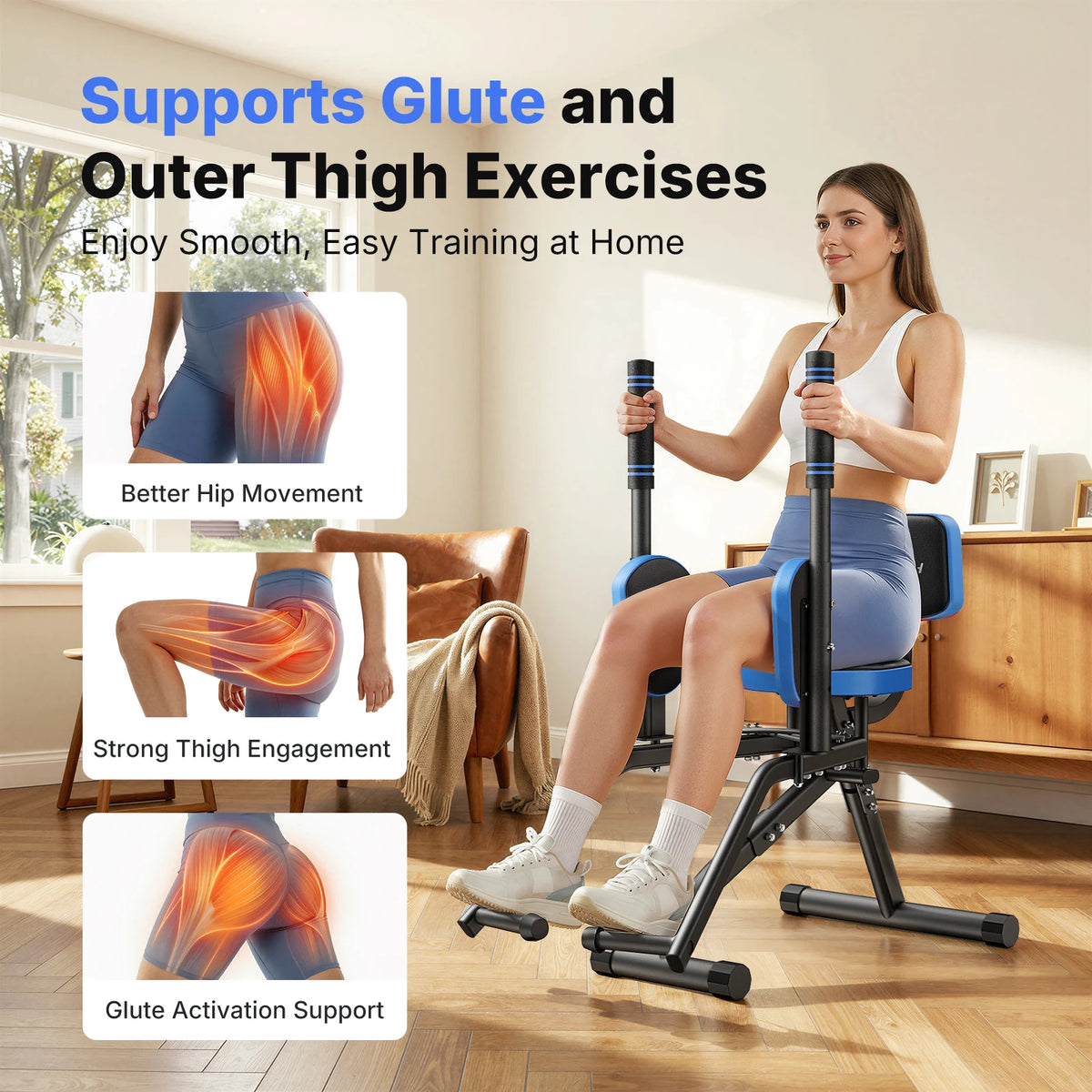 MER Hip Abductor Machine for Glute and Outer Thigh Training