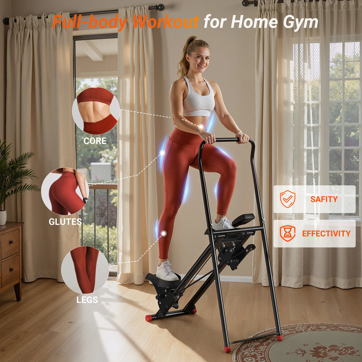 MERACH Stair Stepper 300 lbs Capacity with 3 Adjustable Angles Non-Slip Pedals & LCD Monitor Adjustable Resistance Foldable Stair Climber Stable Triangle Design For Home Gym Cardio Weight Loss Full Body Toning Workouts