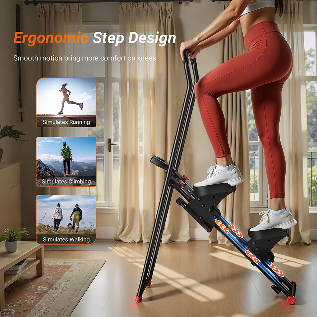 MERACH Stair Stepper 300 lbs Capacity with 3 Adjustable Angles Non-Slip Pedals & LCD Monitor Adjustable Resistance Foldable Stair Climber Stable Triangle Design For Home Gym Cardio Weight Loss Full Body Toning Workouts
