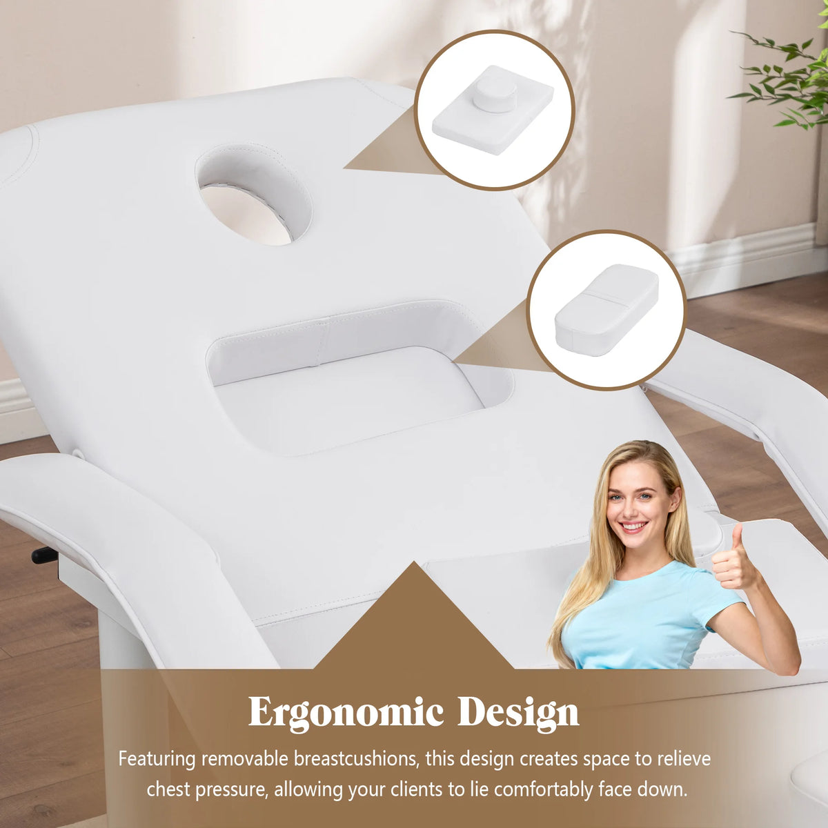 Professional Beauty Massage Bed With Removable Headrest And Storage Shelf