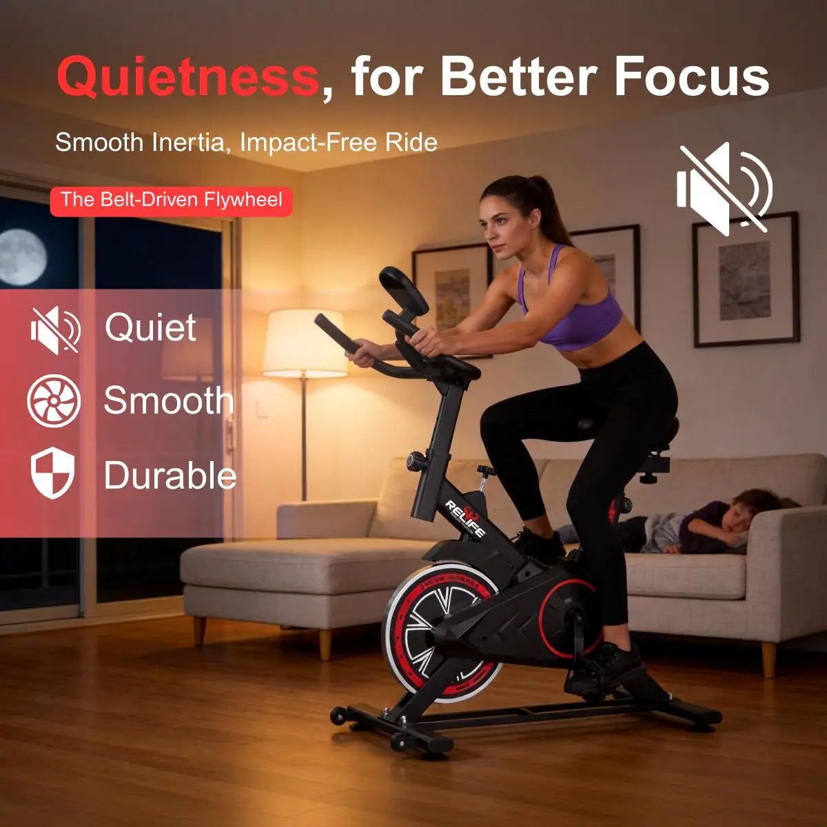 Indoor Cycling Exercise Bike, Belt Driven Stationary Spin Bike with Adjustable Resistance, LCD Monitor & Tablet Holder, Adjustable Seat & Handlebar, Quiet Home Gym Cardio Workout Machine, Max 280 Lbs Weight Capacity