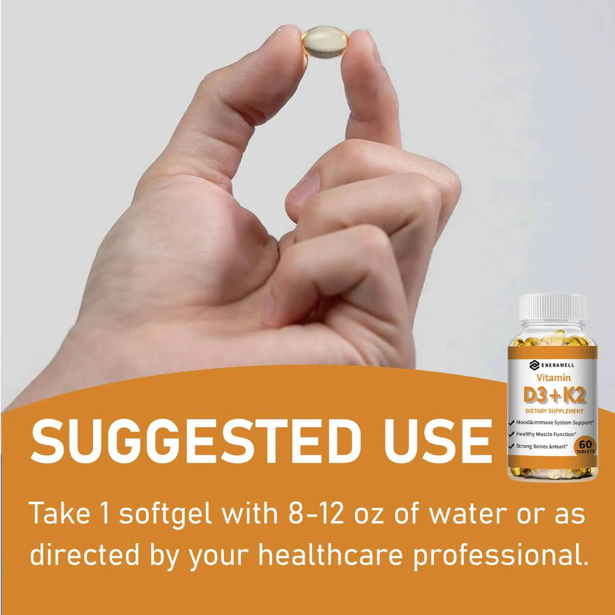 Vitamin D3 K2 Capsules for Bone Health and Calcium Metabolism
