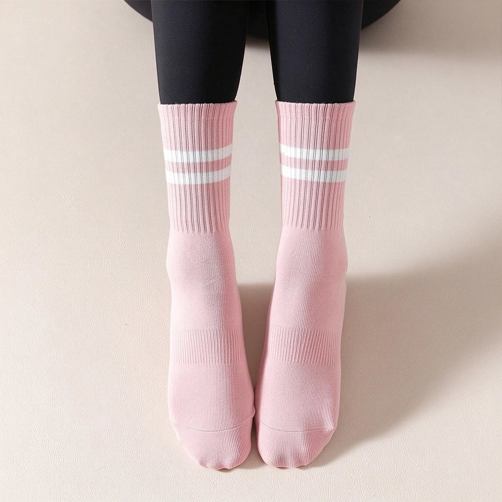 1/3/6 Pairs Non Slip Yoga Socks Women Cotton Mid Tube Grip Socks for Pilates Barre Workout Fitness Hospital Sports Socks