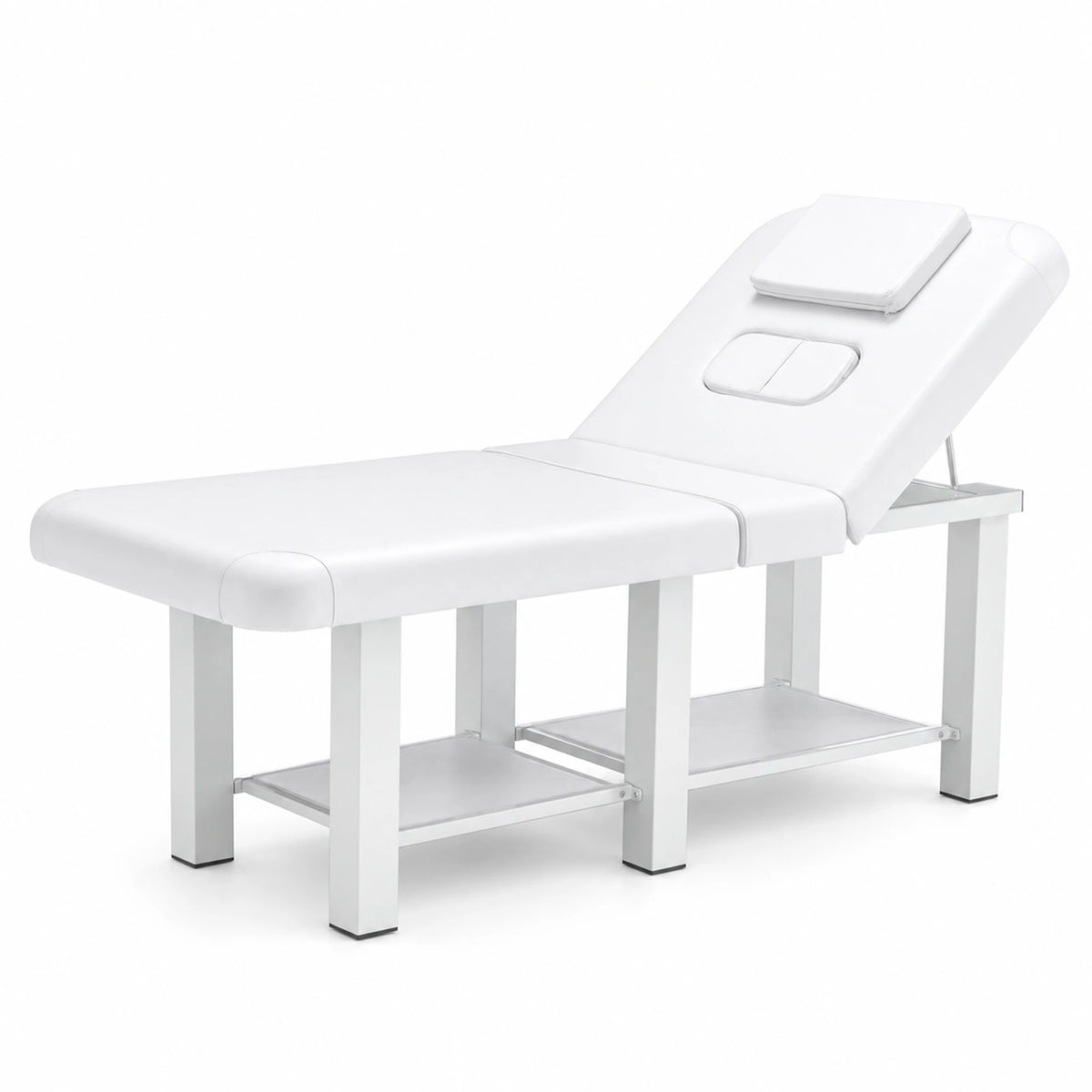 Folding Adjustable Massage Bed With Reclining Backrest And Removable Headrest
