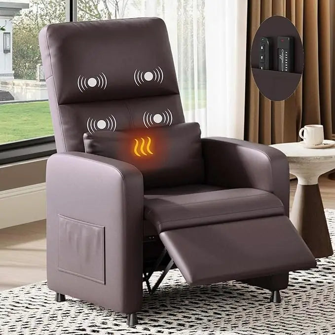 Electric Recliner Chair With Massage Heat USB And Side Pockets