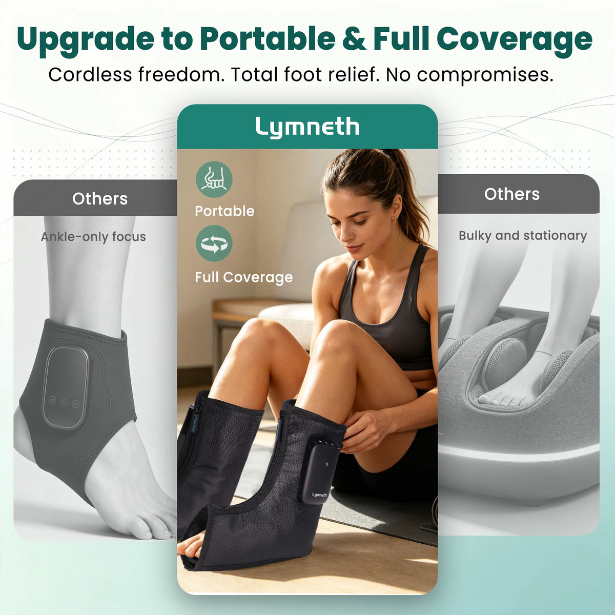 Cordless Air Compression Foot Massager With Heat For Relaxation
