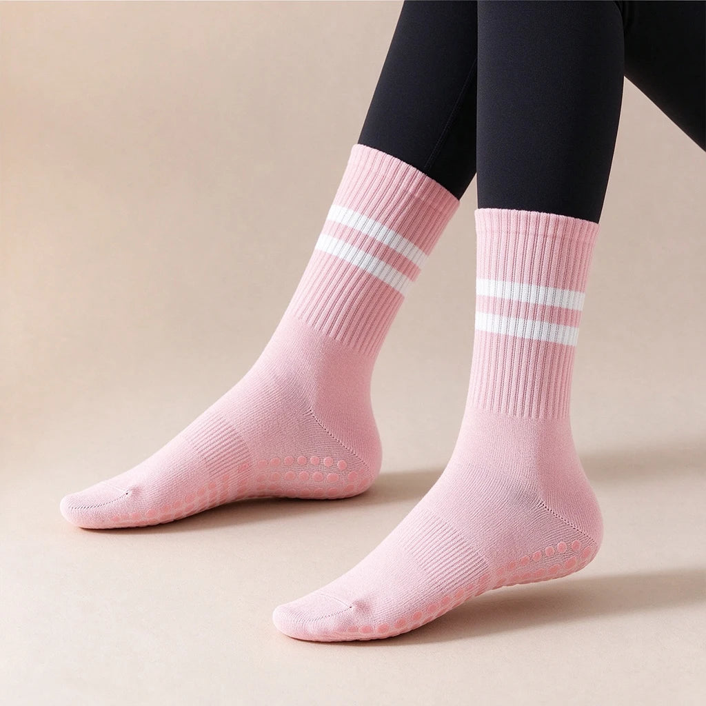 1/3/6 Pairs Non Slip Yoga Socks Women Cotton Mid Tube Grip Socks for Pilates Barre Workout Fitness Hospital Sports Socks