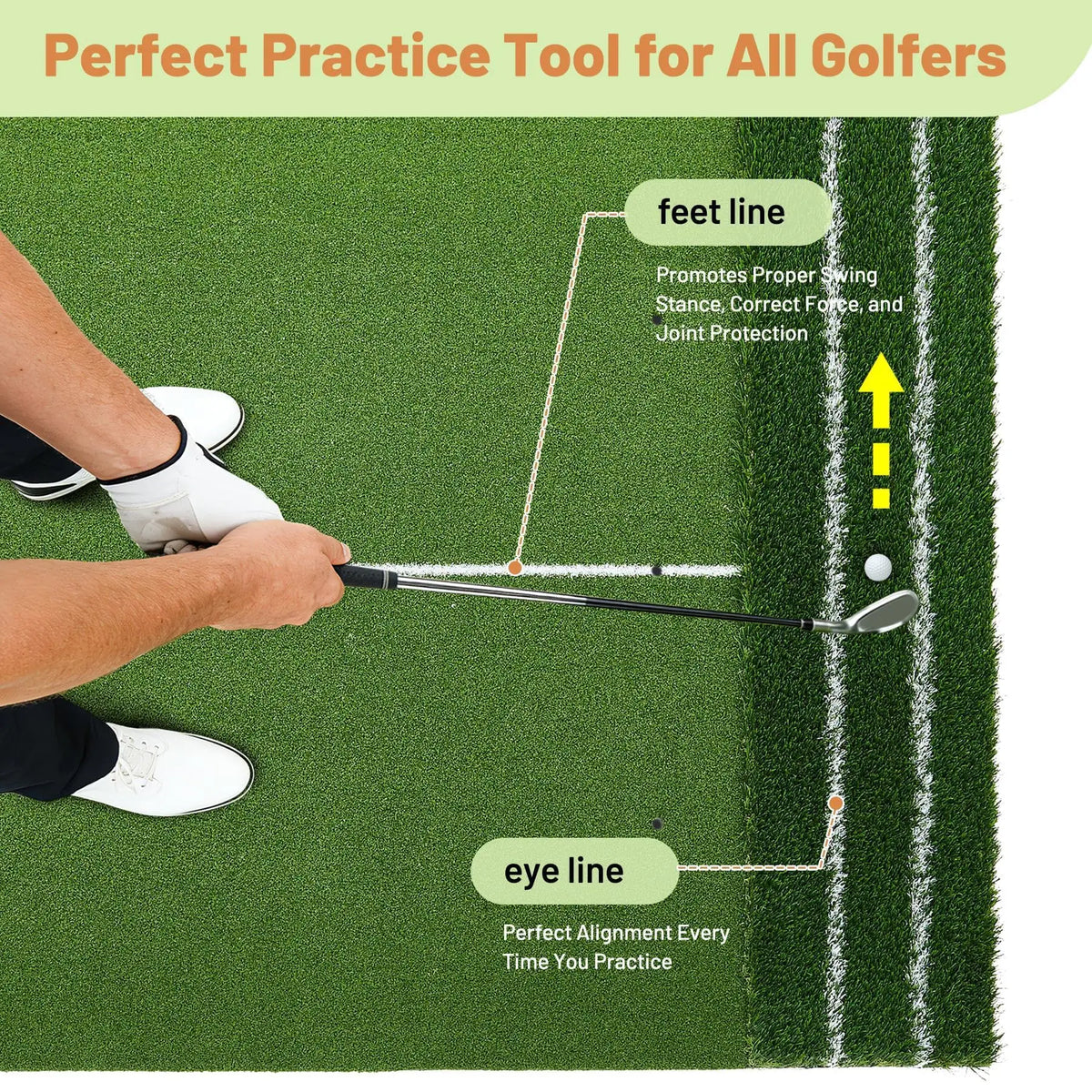 HiMISS Dual Turf Golf Practice Mat With Alignment Lines