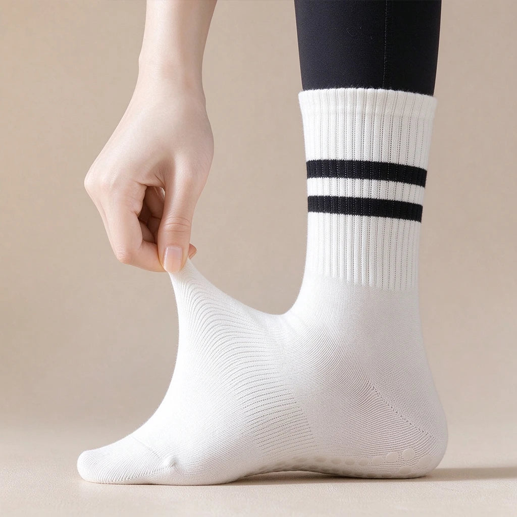 1/3/6 Pairs Non Slip Yoga Socks Women Cotton Mid Tube Grip Socks for Pilates Barre Workout Fitness Hospital Sports Socks