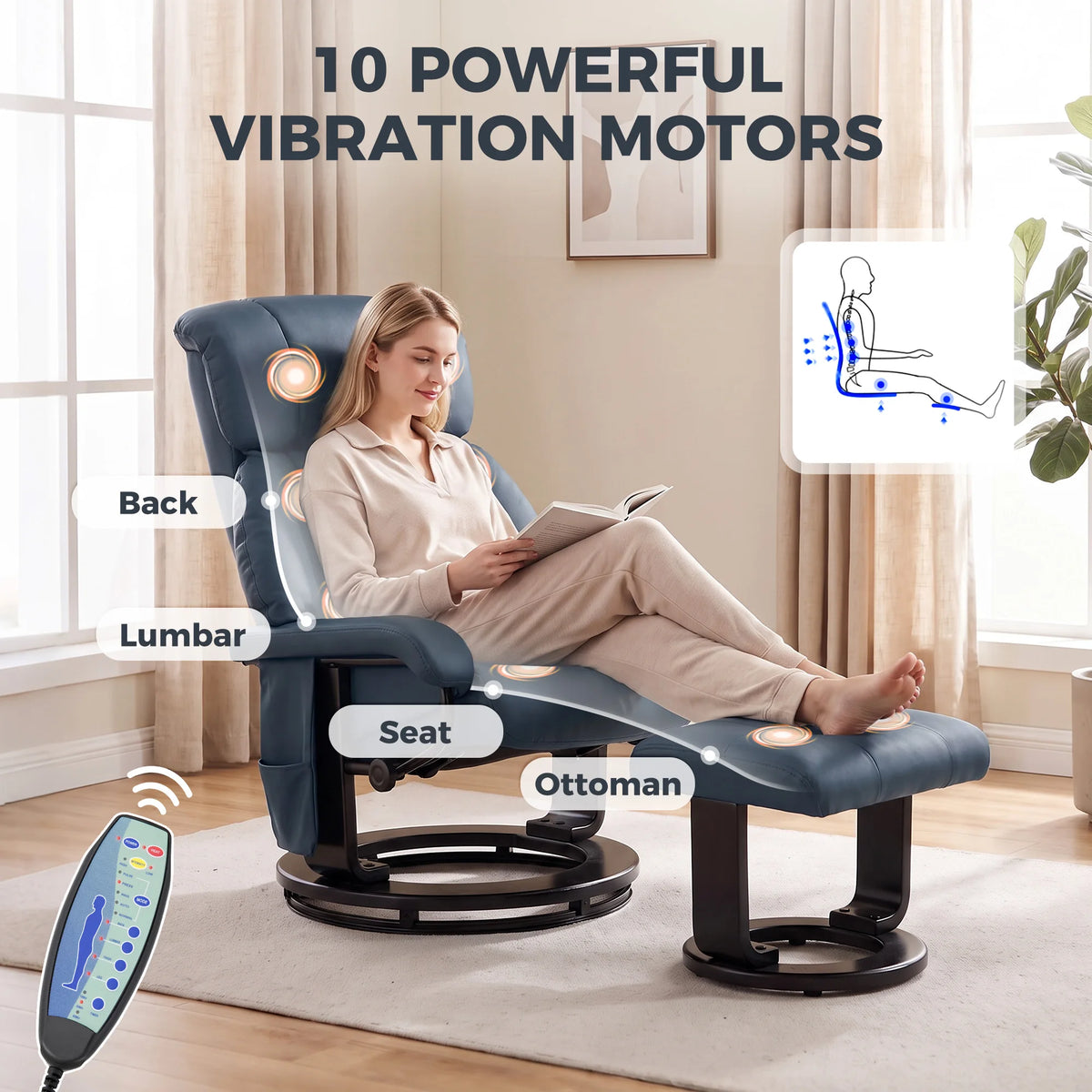HOMCOM Massage Recliner Chair With Ottoman And Ten Point Vibration