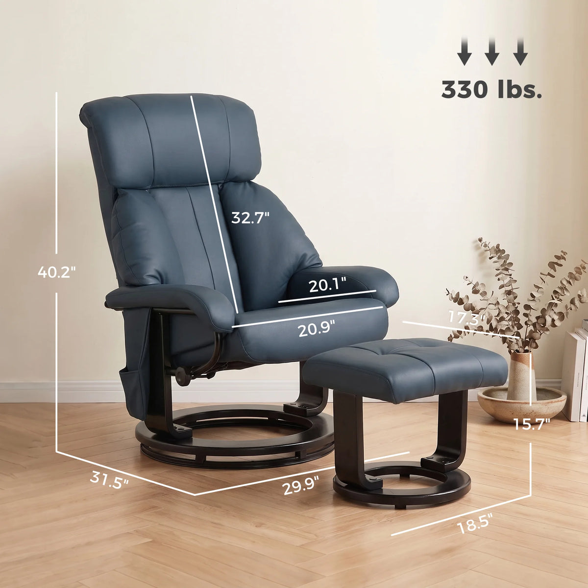 HOMCOM Massage Recliner Chair With Ottoman And Ten Point Vibration