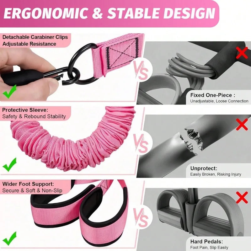 Upgrade Multifunction Pedal Resistance Band Workout Set, Elastic Pull Rope with Handles, Door Anchor & Foot Loops, Full‑Body Home Fitness Training Kit for Abdomen Waist Arm Leg, Pilates Equipment with Storage Bag