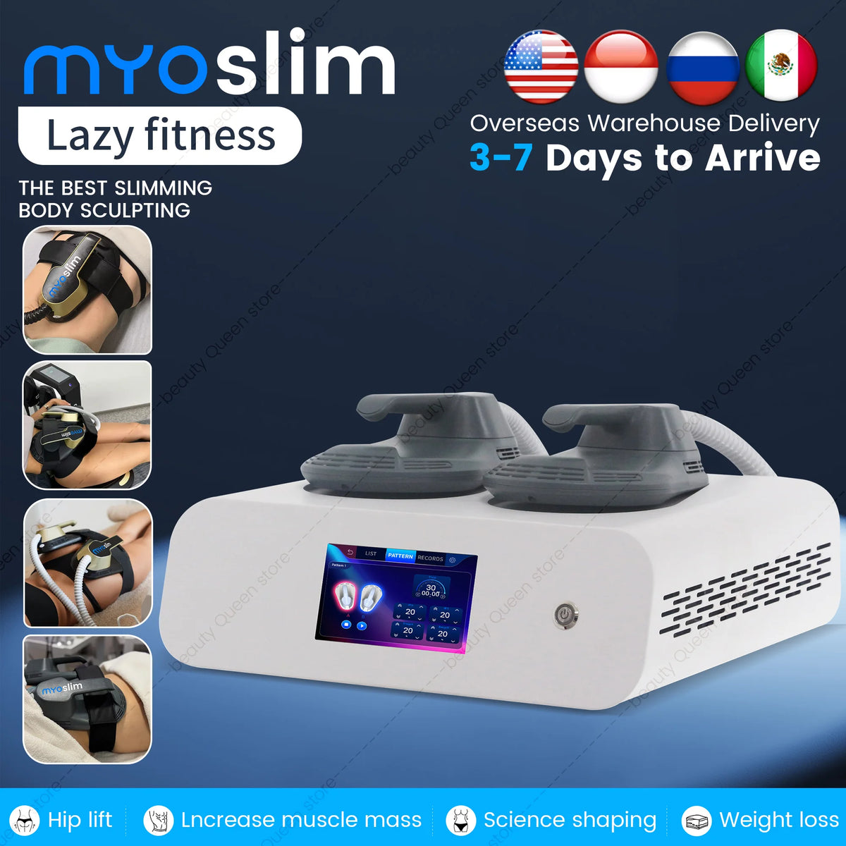 MYOslim Mini Nova RF Machine 200HZ EMS Muscle Stimulation Body Sculpting Fat Burning Slimming Electromagnetic Device for Fitness