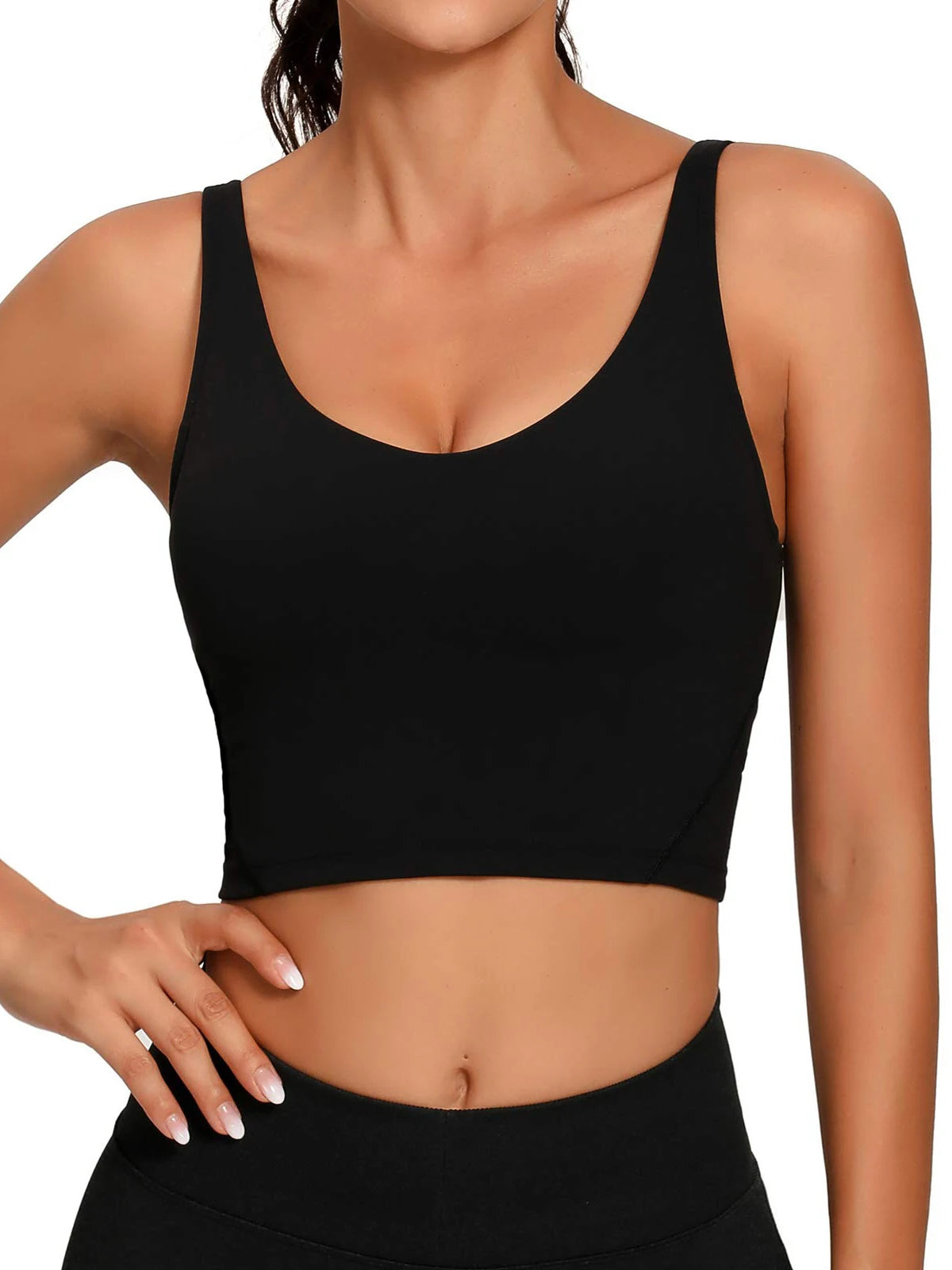 Womens Longline Wirefree Padded Sports Bra for Yoga and Fitness