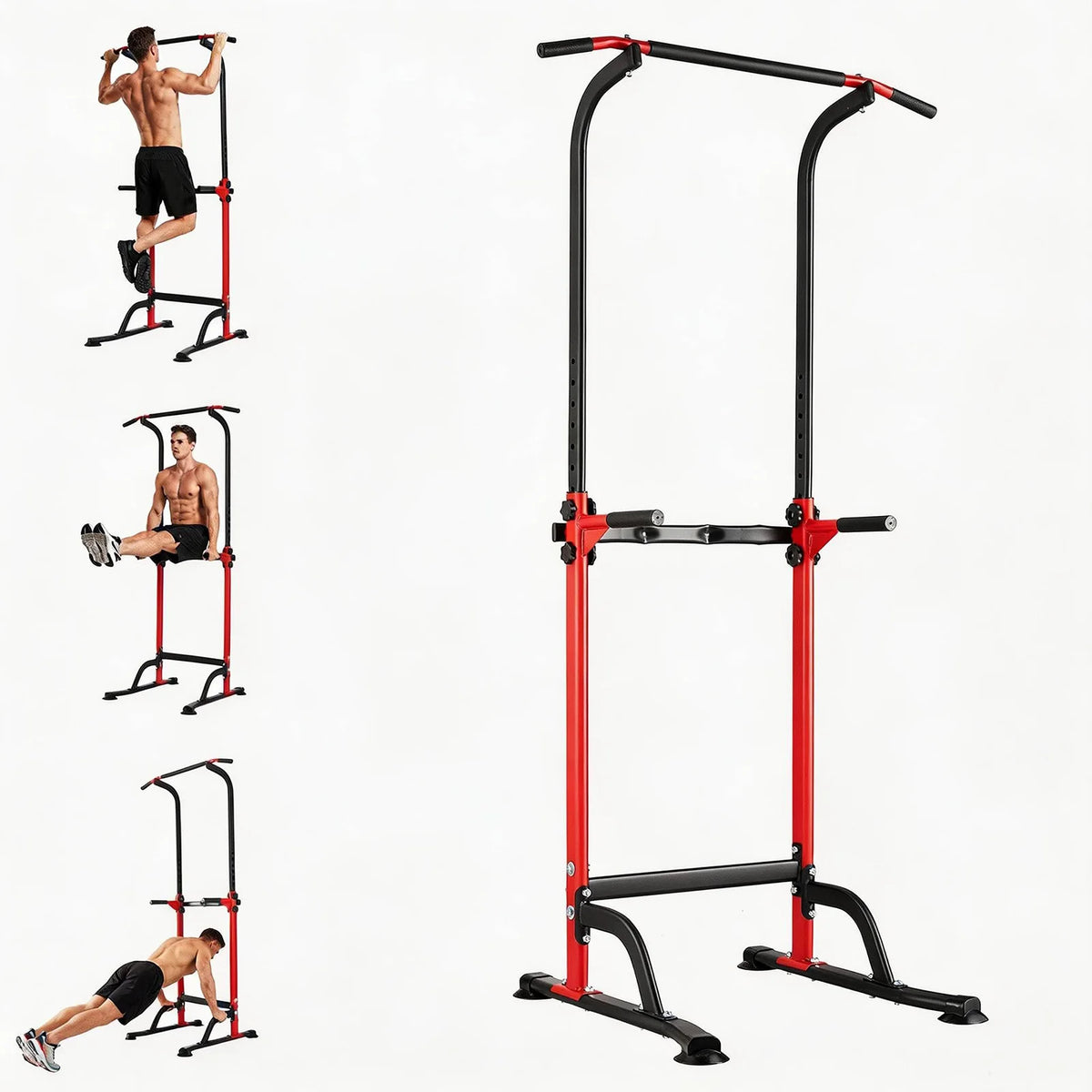 HiMISS Adjustable Power Tower Dip Station Home Gym Strength Trainer