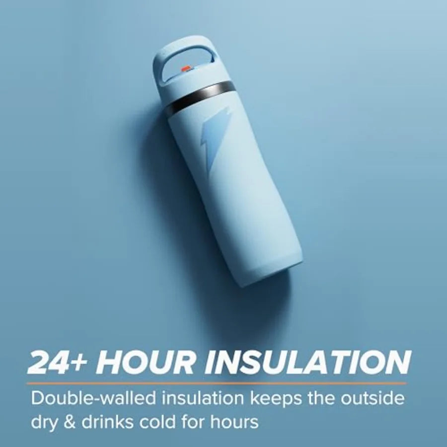 Overtime Stainless Steel Water Bottle With Convenient Carrying Strap