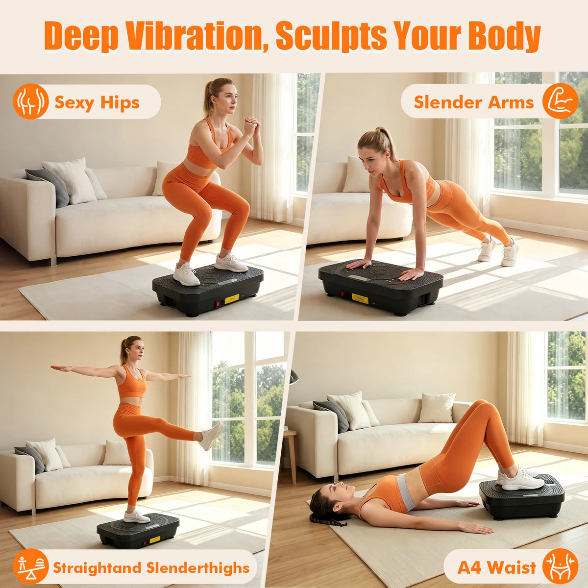Vibration Plate Machine Home Fitness Workout Exercise Bluetooth for Weight Loss & Whole Body Shaping High-Frequency for Fat Burning & Toning 10 Auto 200 Manual Speed Settings Includes Resistance Bands & Yoga Straps Shaker Adj