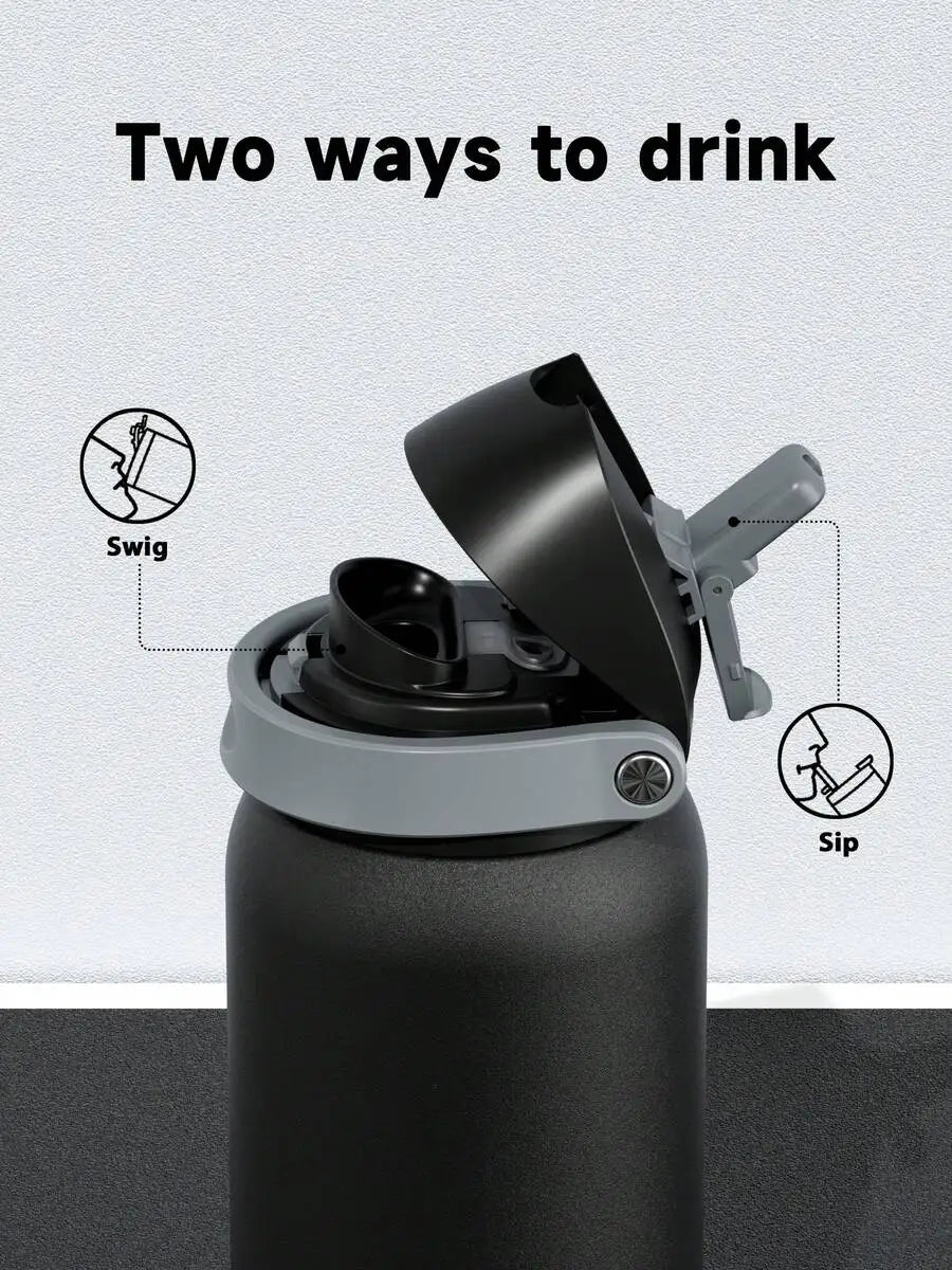 Insulated Water Bottle With Straw And Spout Lid Leakproof Design