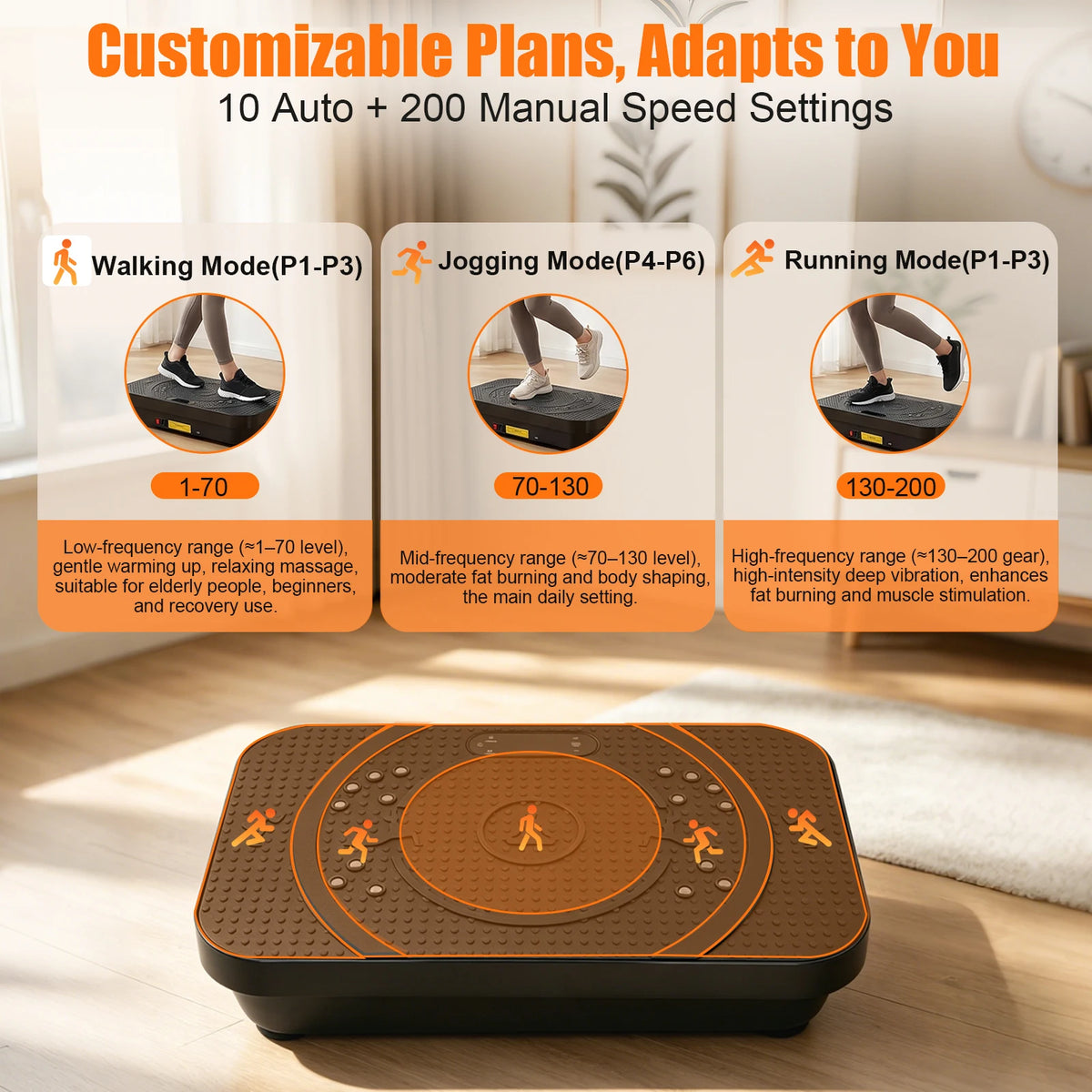 Vibration Plate Machine Home Fitness Workout Exercise Bluetooth for Weight Loss & Whole Body Shaping High-Frequency for Fat Burning & Toning 10 Auto 200 Manual Speed Settings Includes Resistance Bands & Yoga Straps Shaker Adj