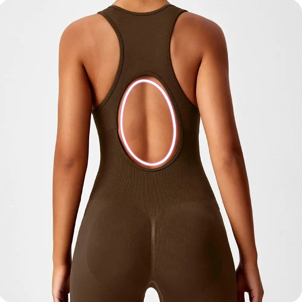 DPSTGYM Seamless V Back Yoga Bodysuit With Tummy Control