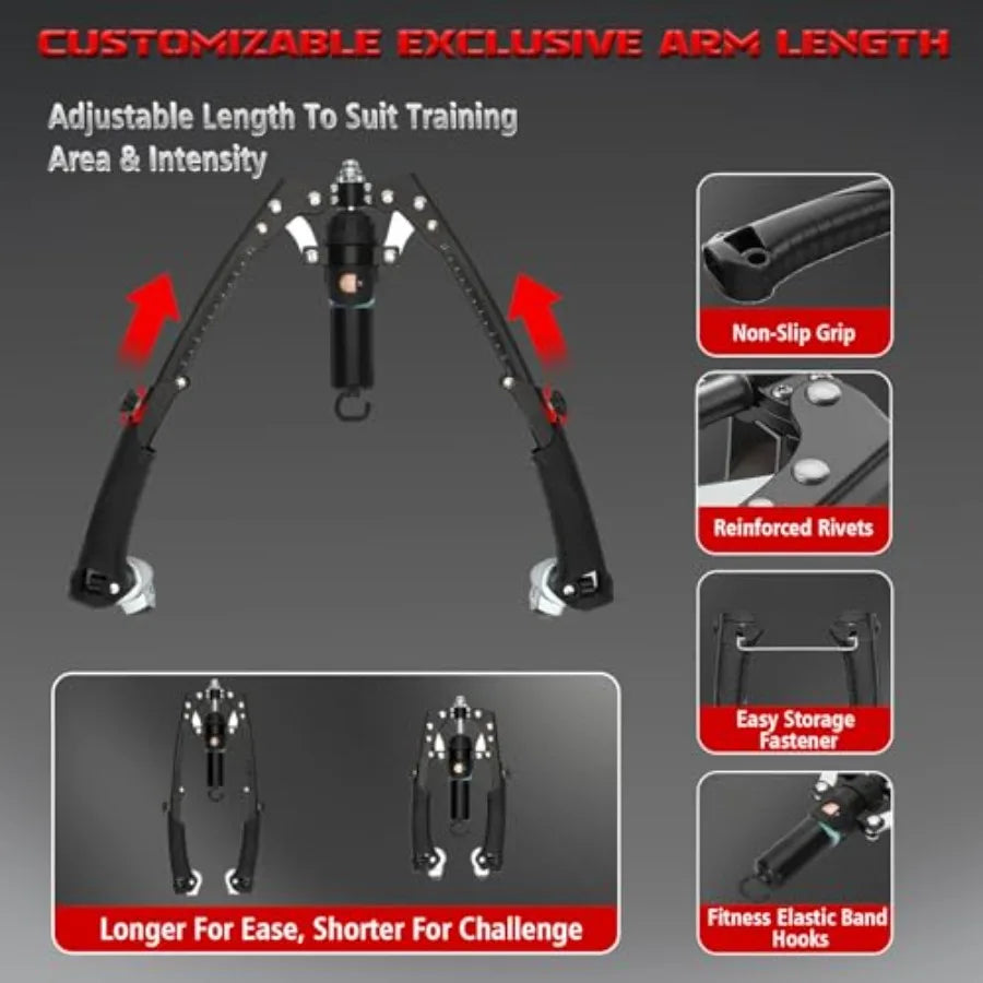 Twister Arm Trainer, 3-in-1 Adjustable Hydraulic Power Chest Workout Equipment 22-440 lbs with Ab Roller and Resistance Band Ho