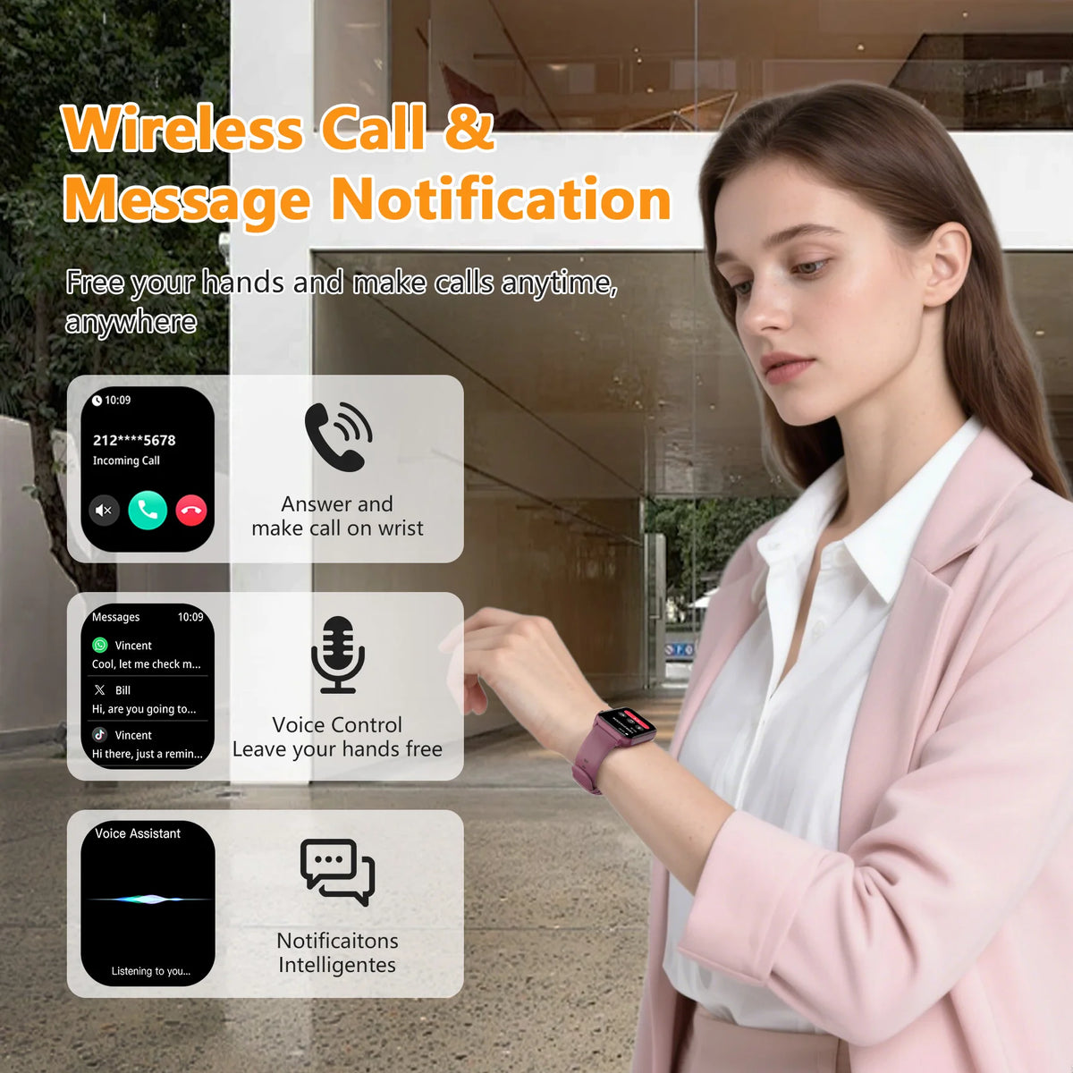 Blackview Smart Watch Fitness Heart Rate Monitor Waterproof Sport Smart Band Wrist Smartwatch for Man Woman Android IOS Phones
