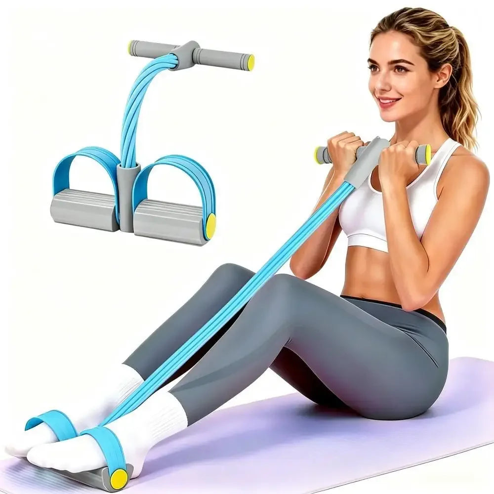 Upgraded Household Full‑Body Pedal Resistance Bands with Handle, 8‑Tube Natural Rubber Foot Tension Rope, for Ab Waist Arm Leg Pilates Yoga
