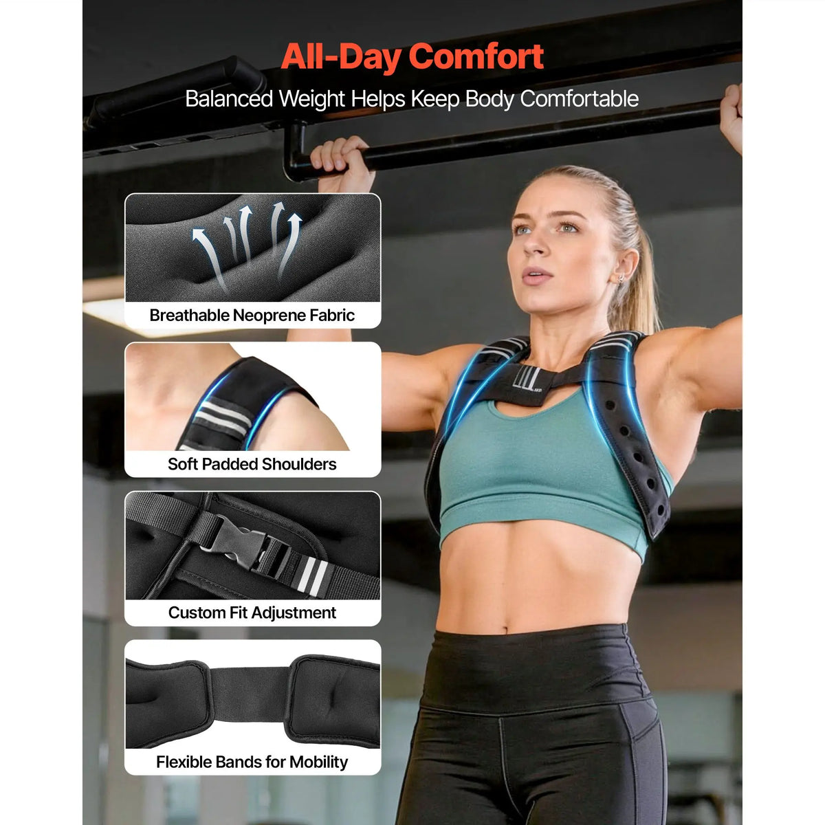 10 lbs Body Weight Vest for Men Women with Reflective Stripe, Adjustable Buckle, Workout Equipment for Strength Training, Running, Jogging, Fitness, Muscle Building, Weight Loss