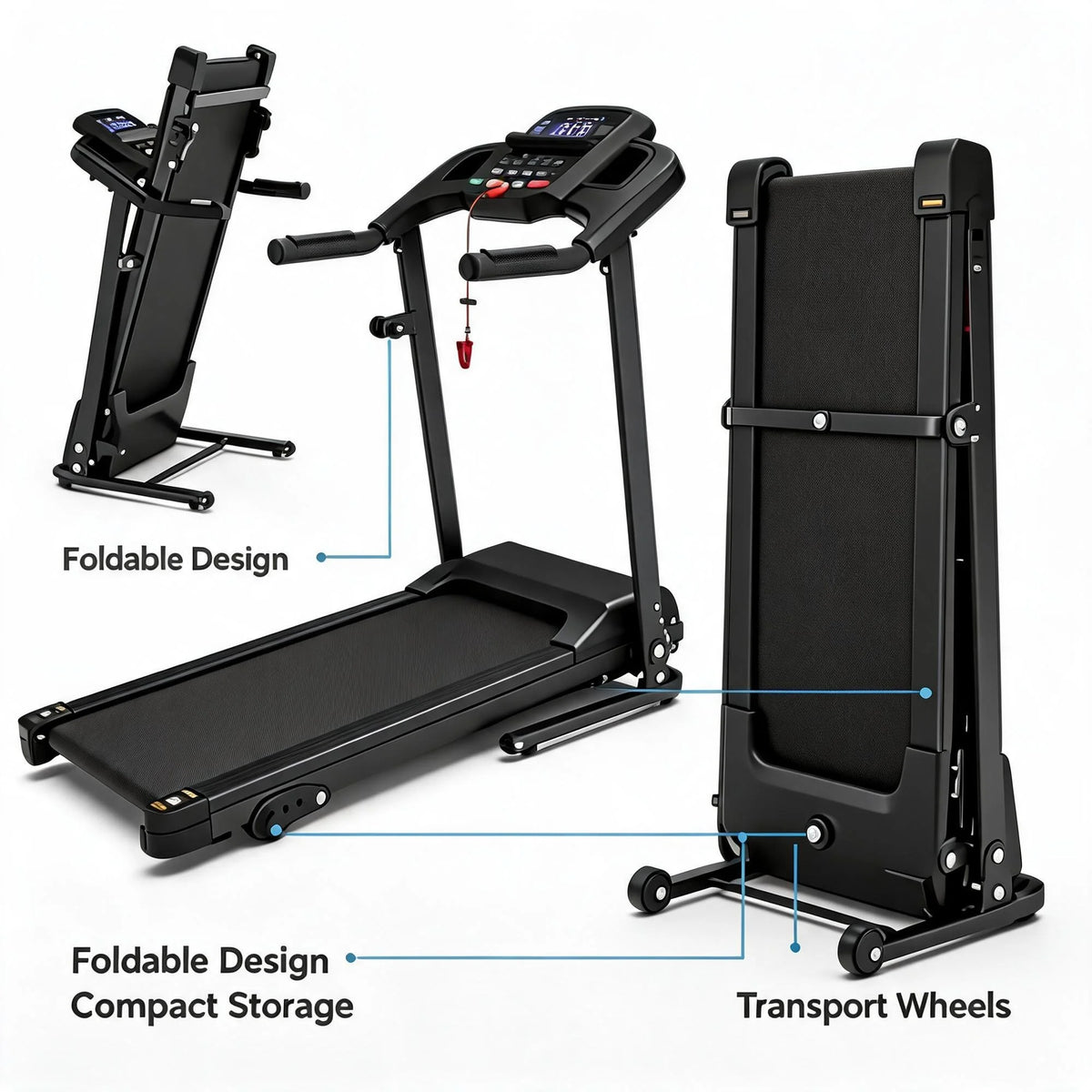 FYC Foldable Treadmill with Manual Incline for Home Cardio Workouts
