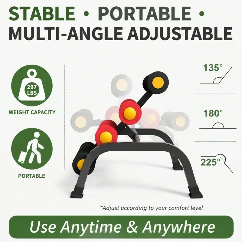 Foldable Back Stretcher With Massage Rollers For Lumbar Relief