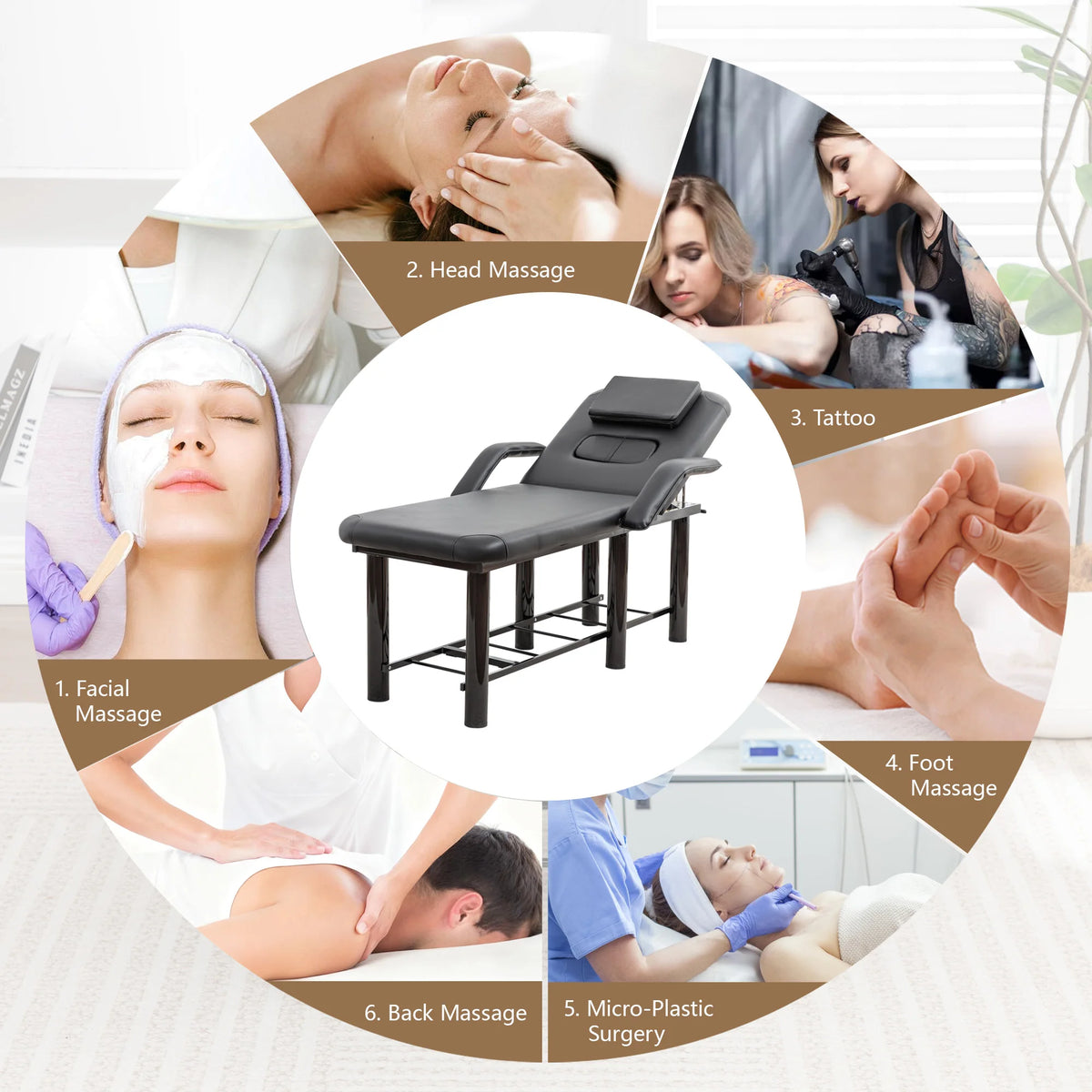 Professional Massage Table with Removable Headrest and Storage Shelf