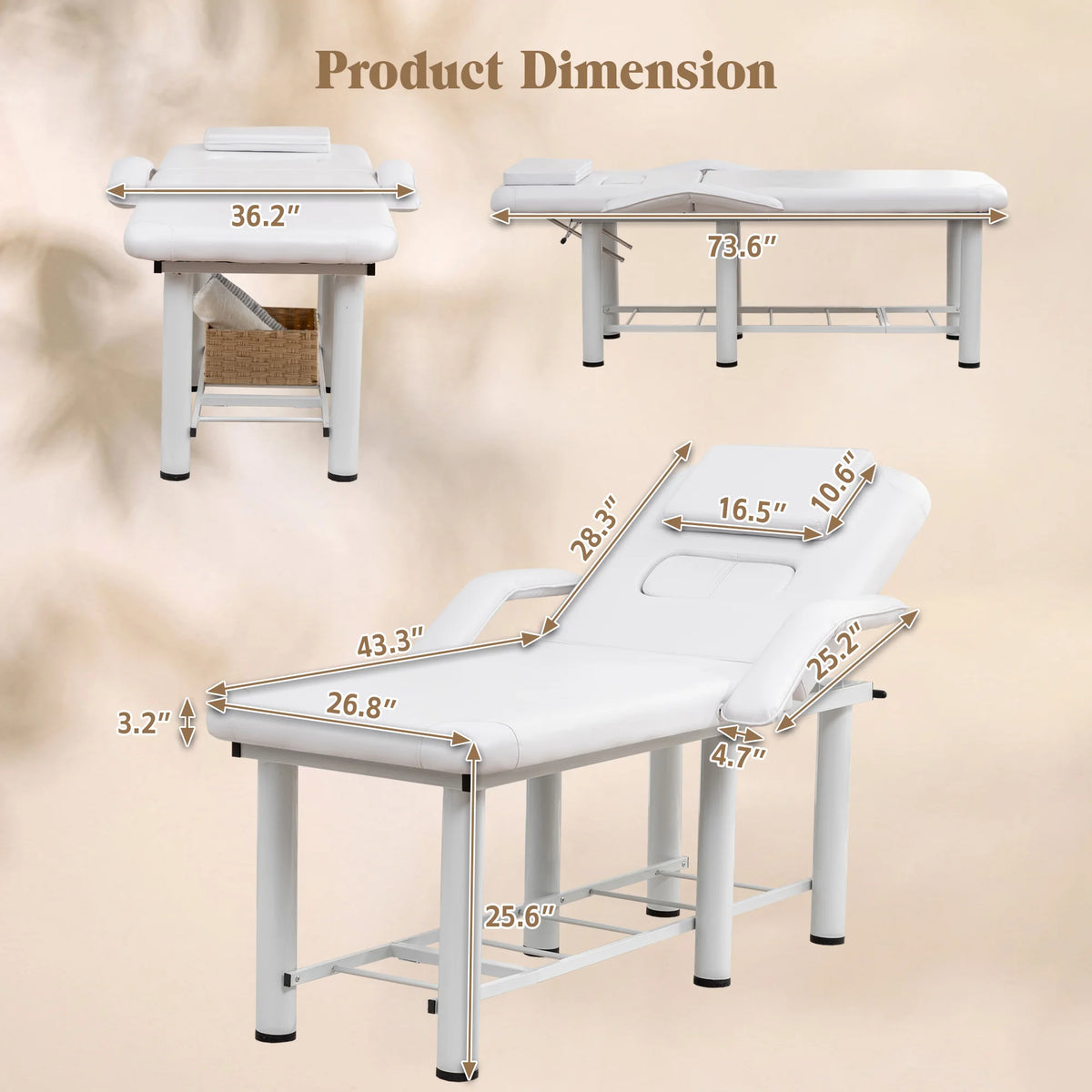 Professional Beauty Massage Bed With Removable Headrest And Storage Shelf