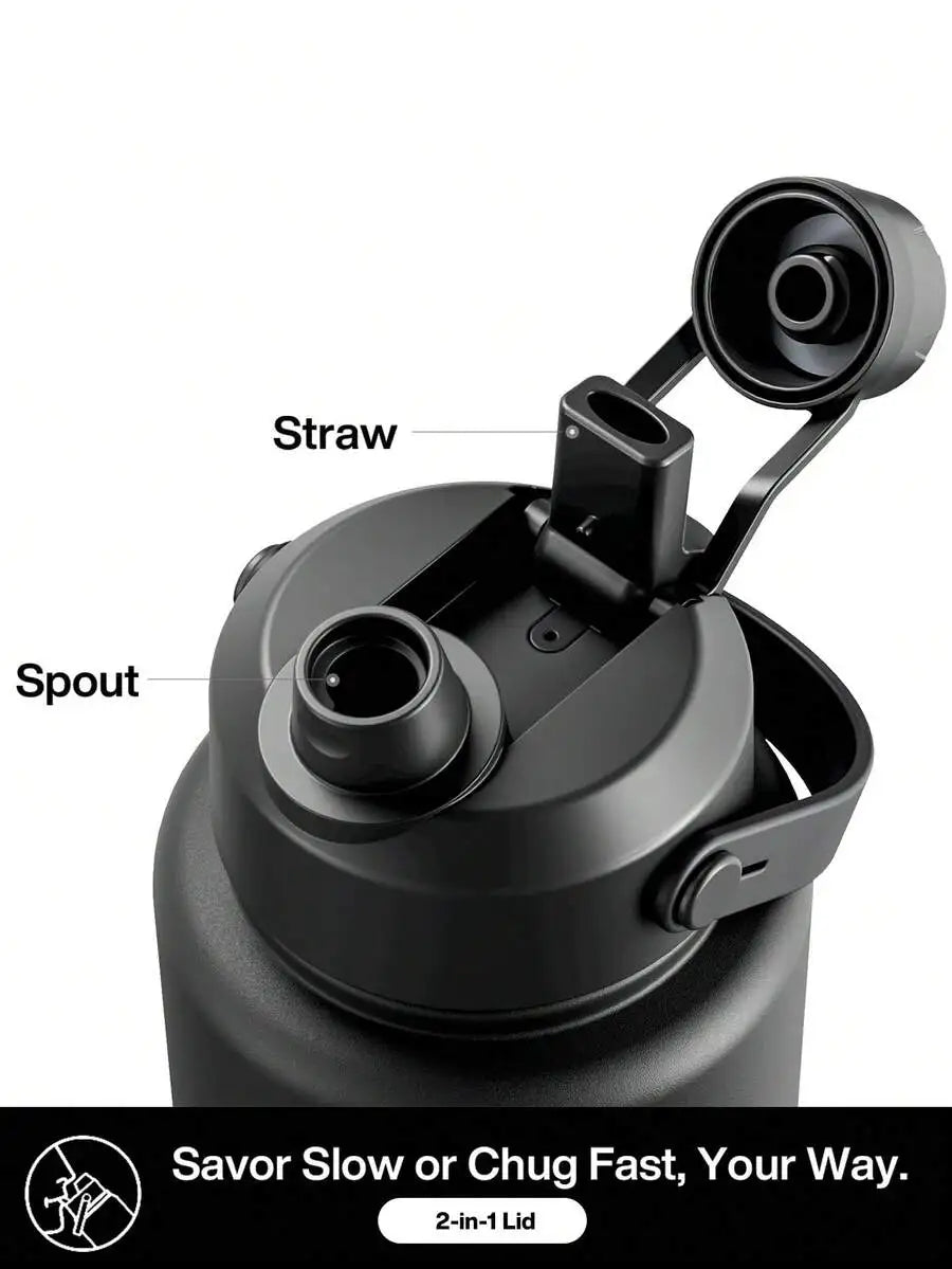 Insulated Stainless Steel Water Bottle With Straw And Spout Lid