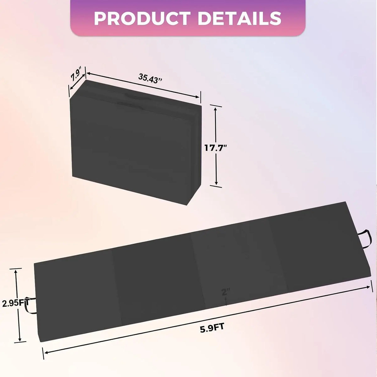 Gymnastics Mat 6x3FT 4-Panel Tumbling Mat,2 Inches Thick Gym Mat PU Leather Exercise Floor Mat Portable Yoga Mat with Carrying Handles for Pilates, Aerobics, Martial Arts,Home Fitness