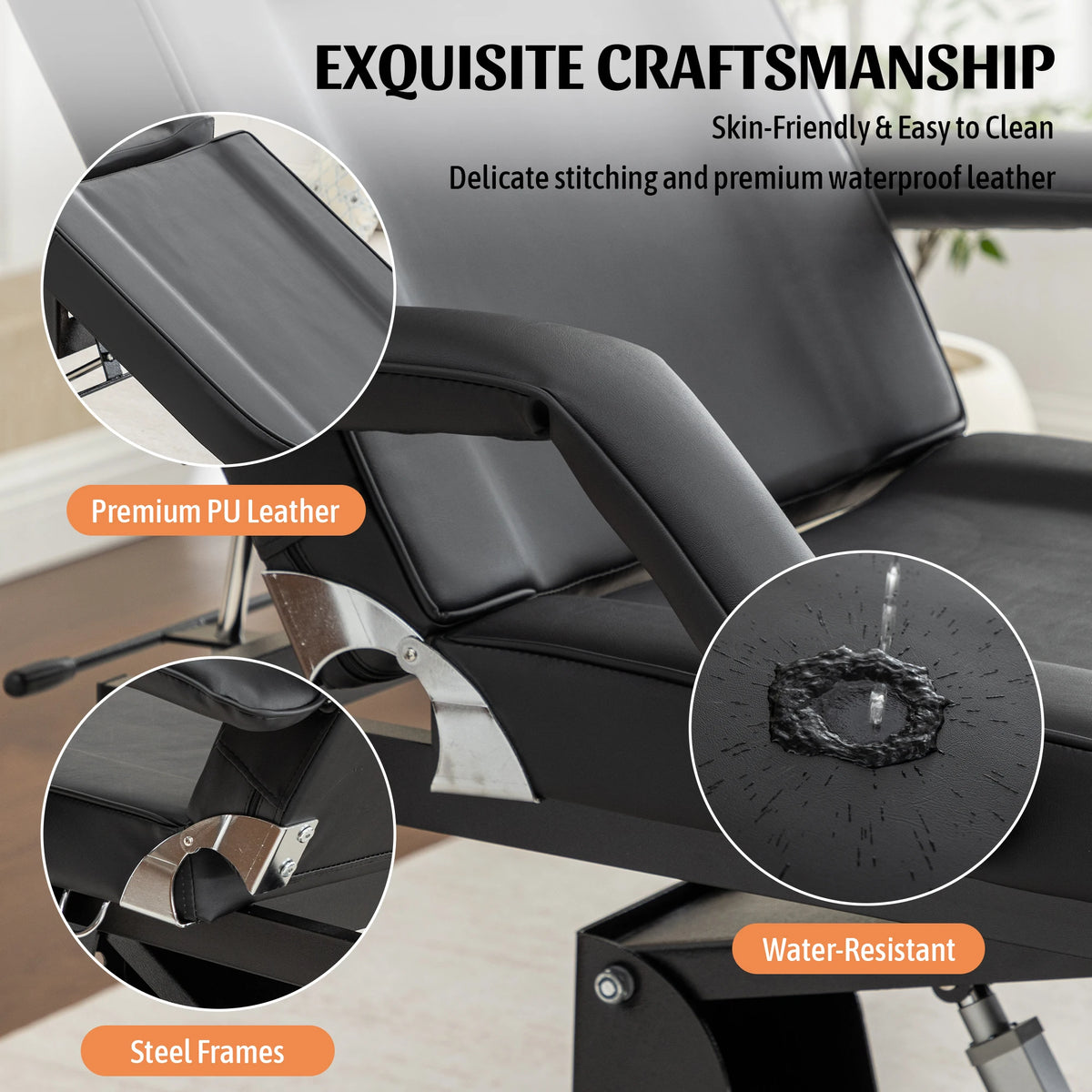Electric Height Adjustable Massage Table With Reclining Backrest