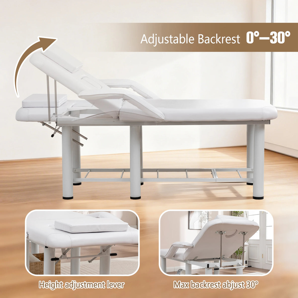 Professional Beauty Massage Bed With Removable Headrest And Storage Shelf