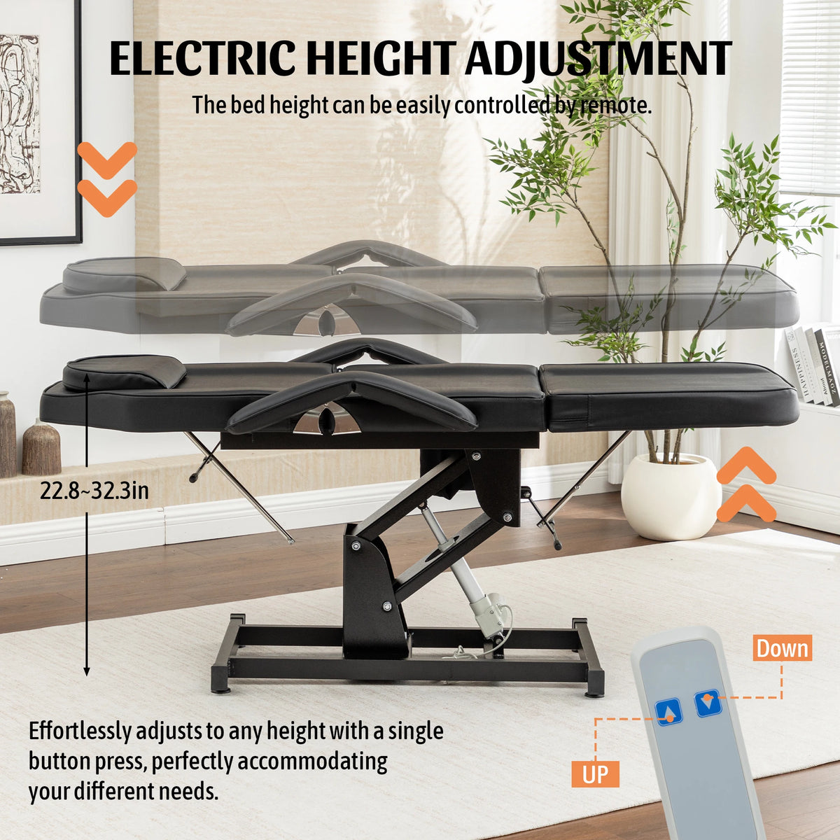 Electric Height Adjustable Massage Table With Reclining Backrest
