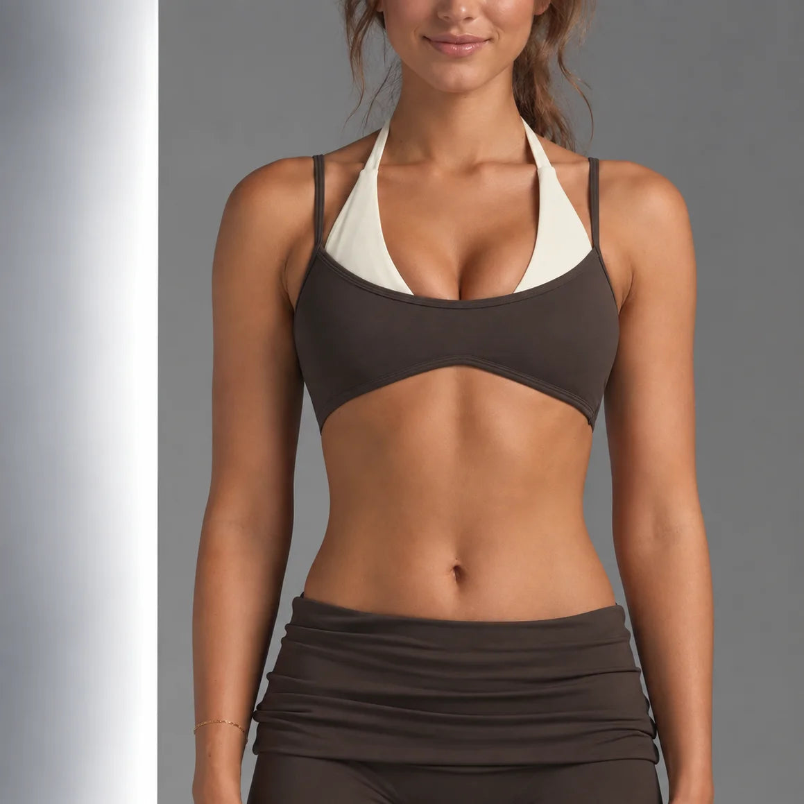 Women's Halter Sports Bra Tank With Built In Shelf Bra