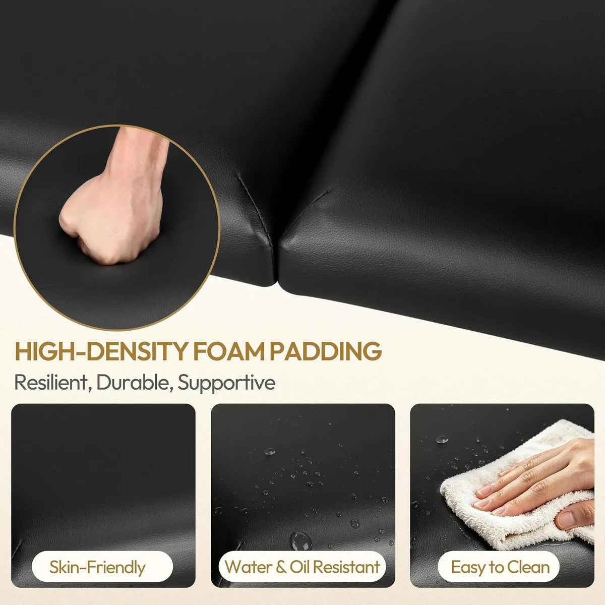 Portable Folding Massage Table with Adjustable Backrest and Headrest