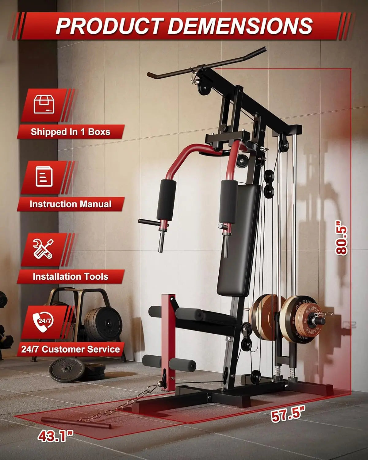 HiMISS 5-in-1 Home Gym Machine for Full Body Strength Training