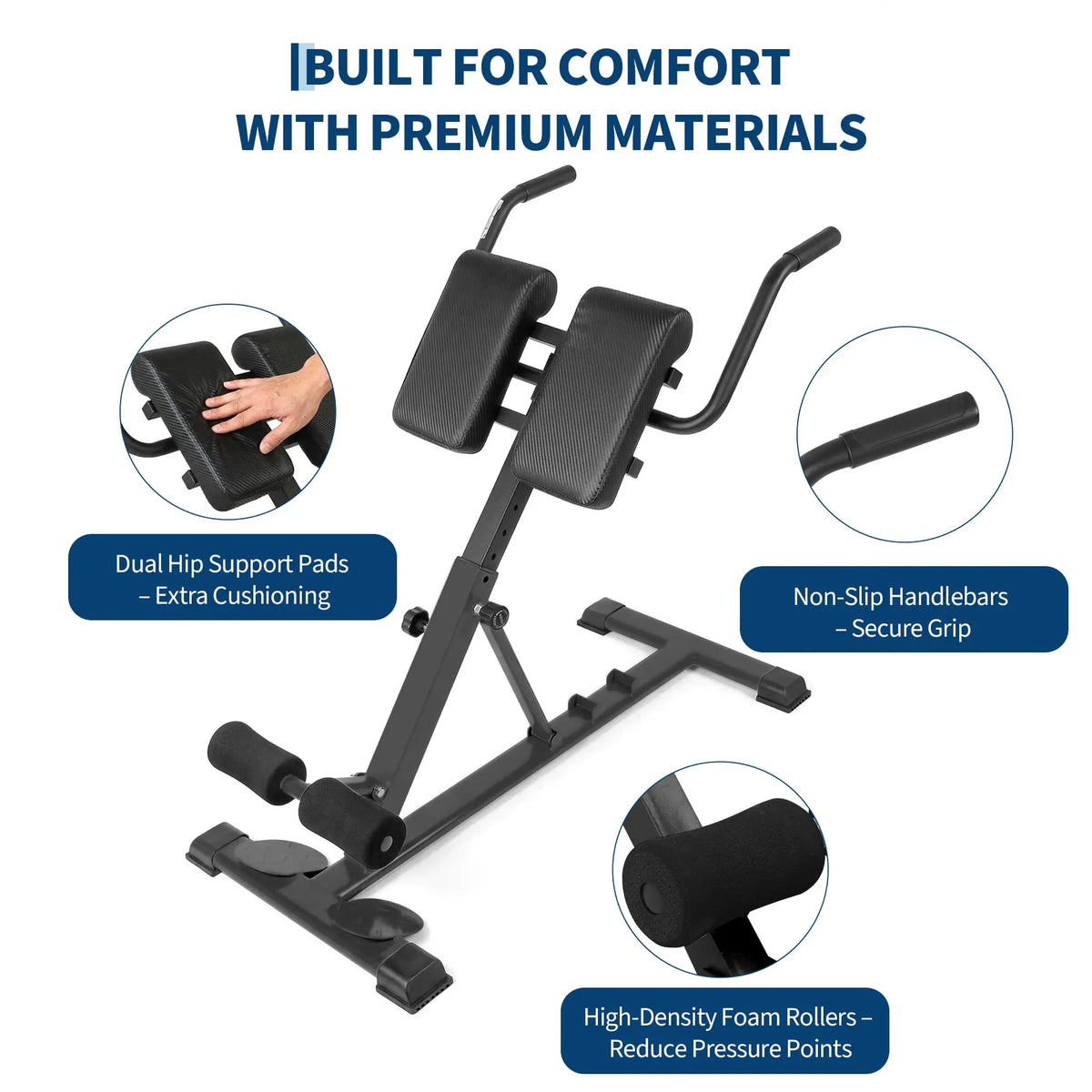 HiMISS Adjustable Roman Chair Hyperextension Bench for Core Training