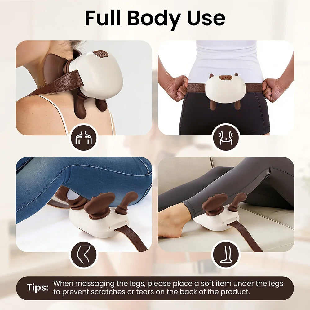 4D Electric Neck Massager Wireless Cervical Massage Device Shiatsu Deep Tissue Shoulder Body Relaxation Massager for Men Women