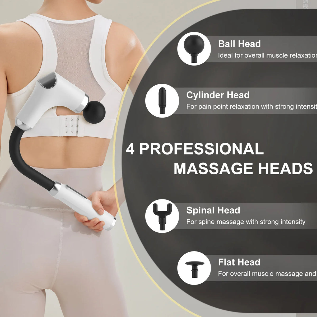 2026 New 8-in-1 Long-Handle Massage Gun. Relieves Back and Full-Body Muscle Tension. 6 Speeds & 3 Massage Modes for Deep Tissue Relaxation. Long-Lasting Battery, USB Charging, LED Display. Suitable for Home, Fitness and Outdo