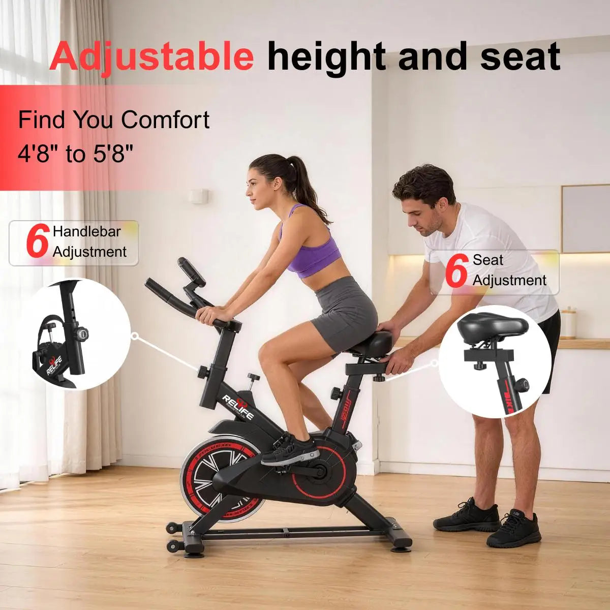 Indoor Cycling Exercise Bike, Belt Driven Stationary Spin Bike with Adjustable Resistance, LCD Monitor & Tablet Holder, Adjustable Seat & Handlebar, Quiet Home Gym Cardio Workout Machine, Max 280 Lbs Weight Capacity