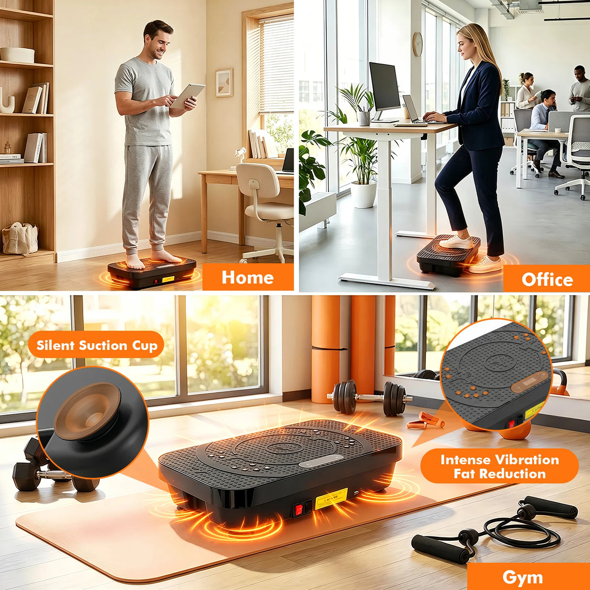 Vibration Plate Machine Home Fitness Workout Exercise Bluetooth for Weight Loss & Whole Body Shaping High-Frequency for Fat Burning & Toning 10 Auto 200 Manual Speed Settings Includes Resistance Bands & Yoga Straps Shaker Adj