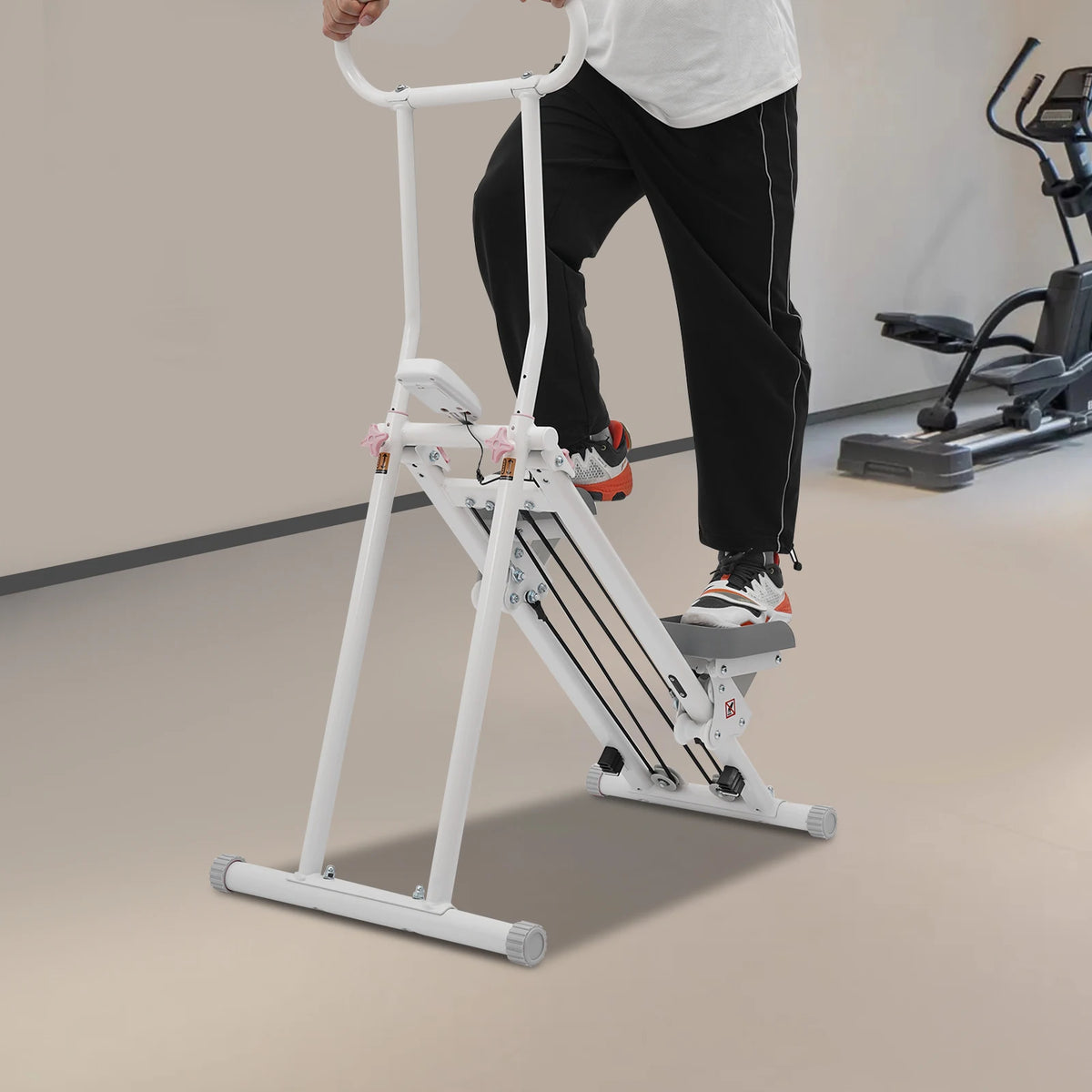 Stair Stepper for Home Gym 300lbs, Folding Vertical Climber with Adjustable 46-50in Handrail, 20dB Quiet